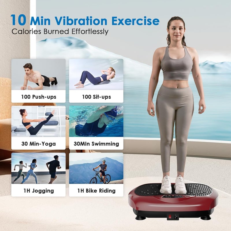 Natini Vibration Plate Exercise Machine - Whole Body Workout Vibration Platform Lymphatic Drainage Machine for Weight Loss Home Fitness with Resistance Bands Remote - Image 2